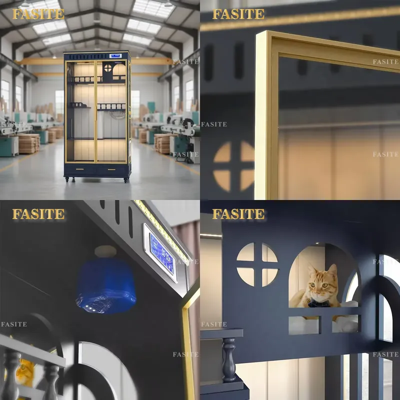 Sustainable Living House - 大型猫用豪華モダン折りたたみ式木製ペットハウスヴィラアパートメント、持続可能な多機能猫用家具