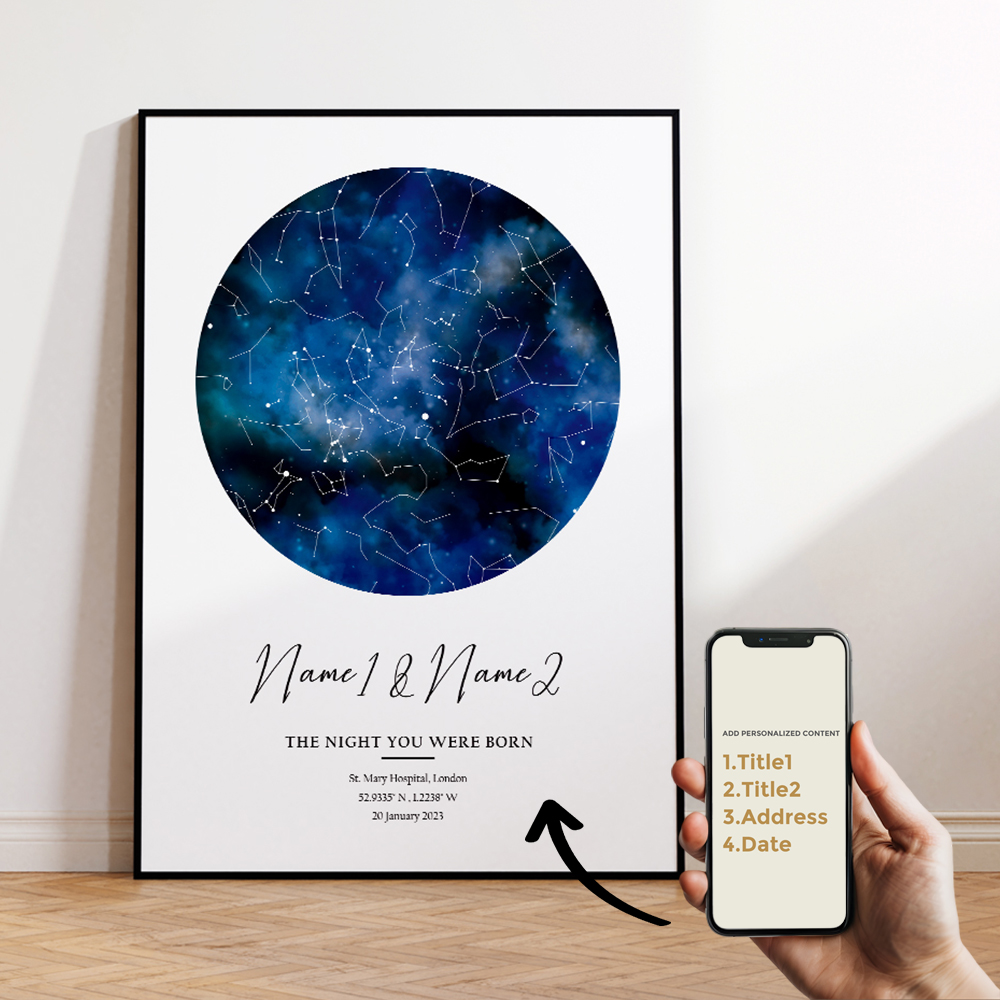 現代風カスタムパーソナライズ夜空星図ウォールアートキャンバス - Sustainable Living Products のレビューと価格